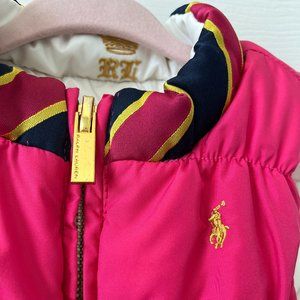 Polo Ralph Lauren Pink and White Girl Puffer Reversible Vest